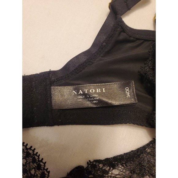Natori 34DD Black Lace Demi Cup Sexy Bra Lingerie - Picture 5 of 5